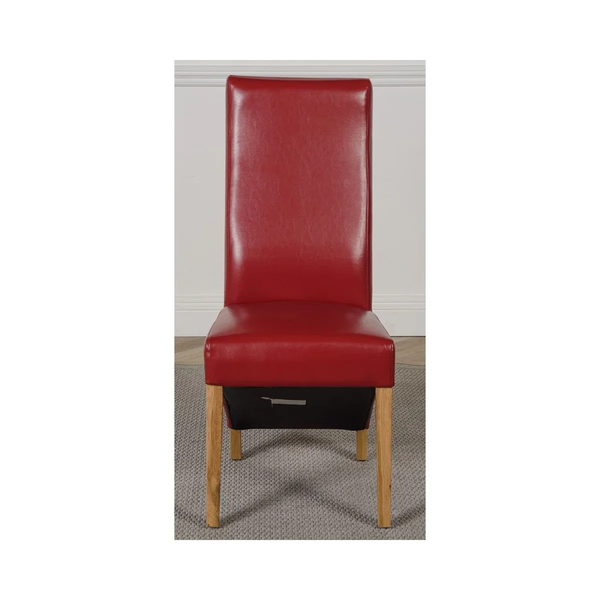 Kuba 150 x 85 cm Chunky Medium Oak Dining Table and 4 Lola Leather Chairs - Red – image 29