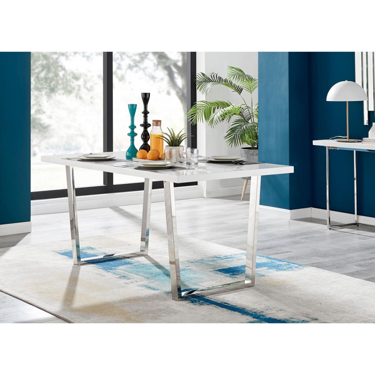 Kylo White High Gloss Dining Table  6 Murano Chairs - White – image 2