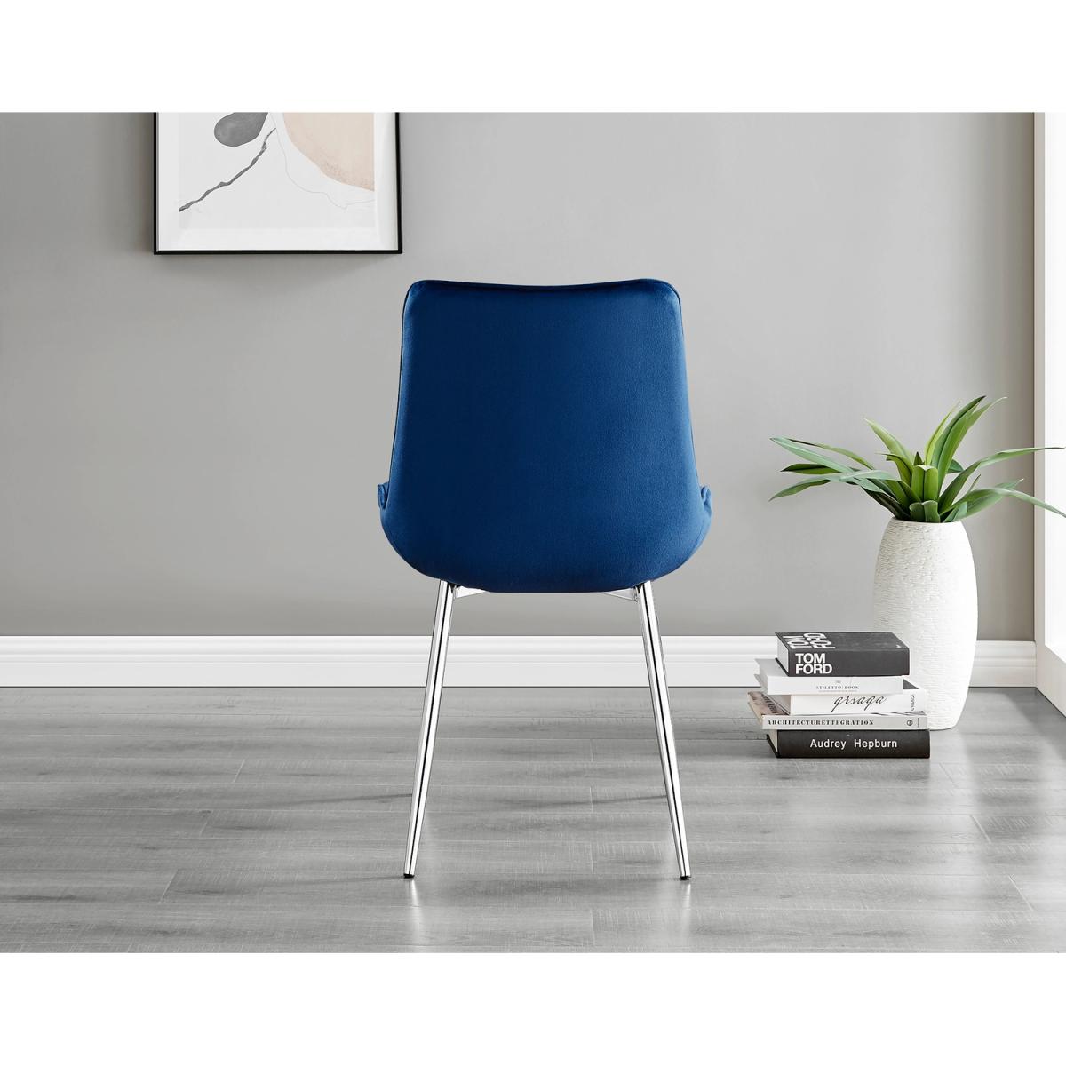 Imperia 6 Grey Dining Table and 6 Pesaro Silver Leg Chairs - Blue – image 7