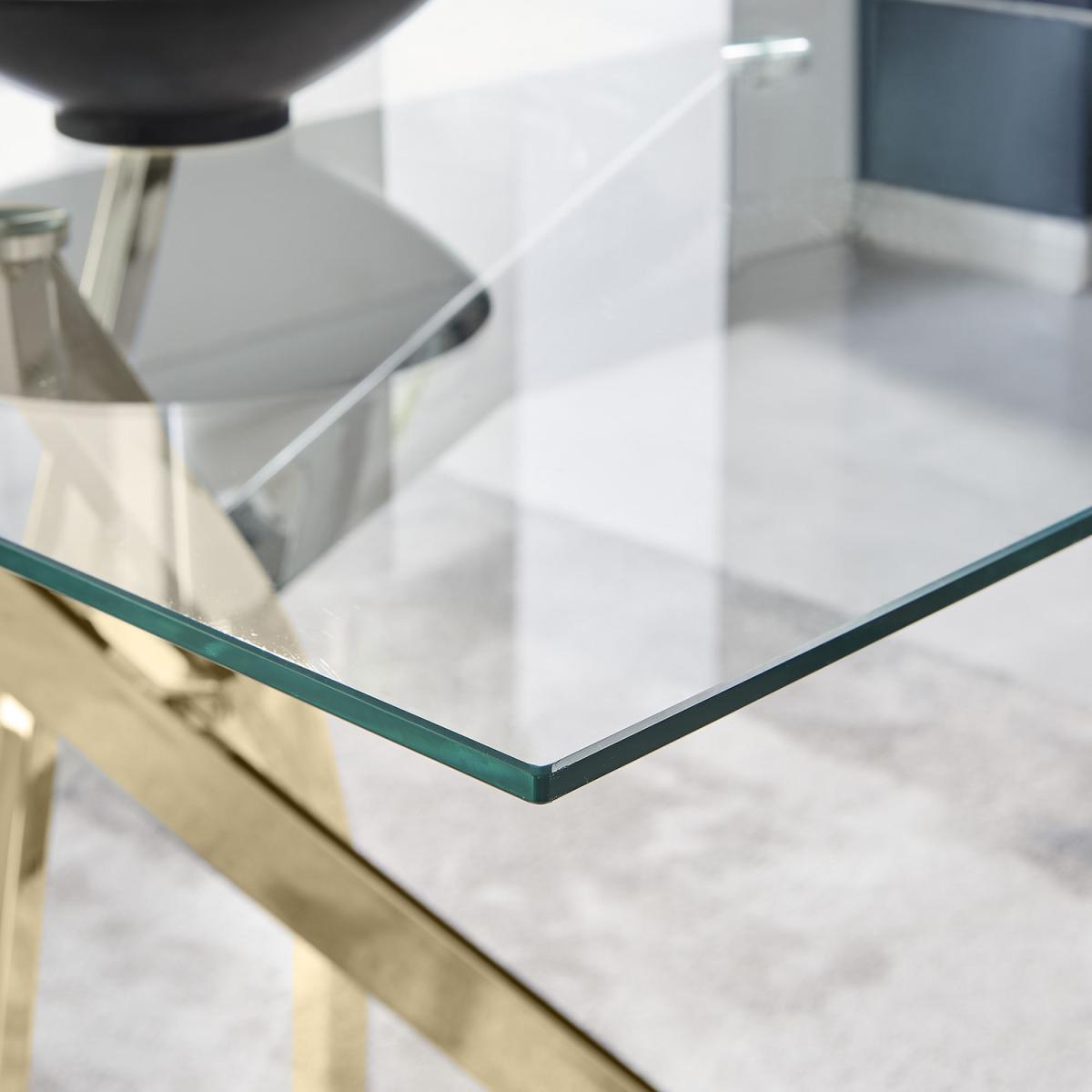 Leonardo Dining Table and 4 Pesaro Gold Leg Chairs - Blue – image 2