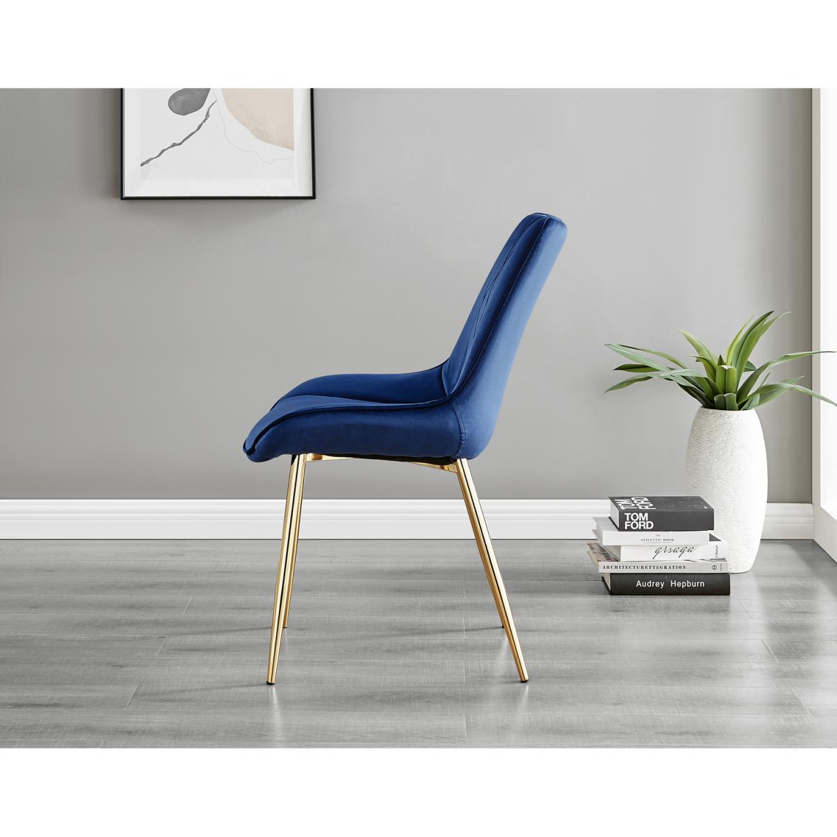 Leonardo Dining Table and 4 Pesaro Gold Leg Chairs - Blue – image 9