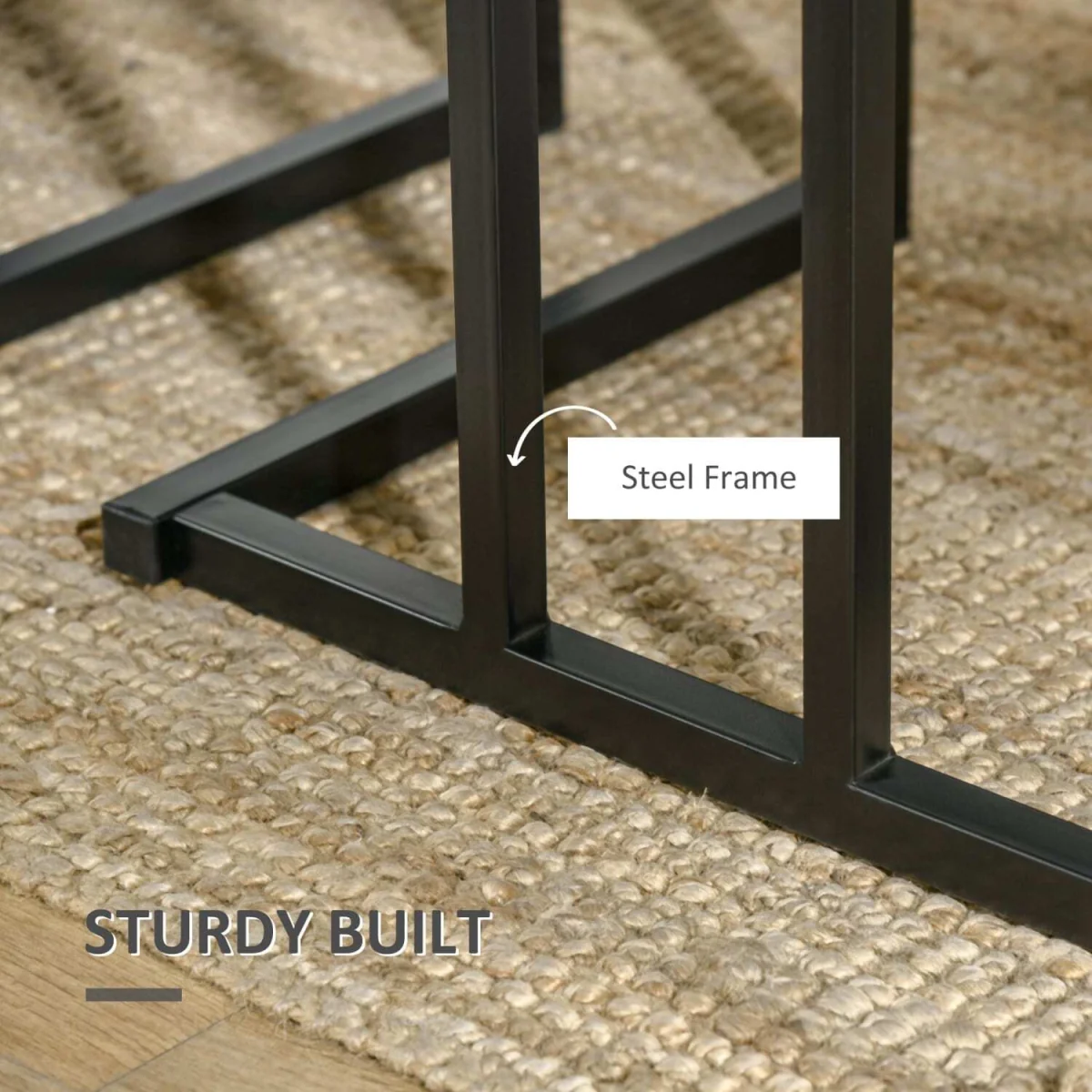 Suroso Metal and Wood Grey Concrete-Effect Dining Table and Bench Set for 4 – image 2