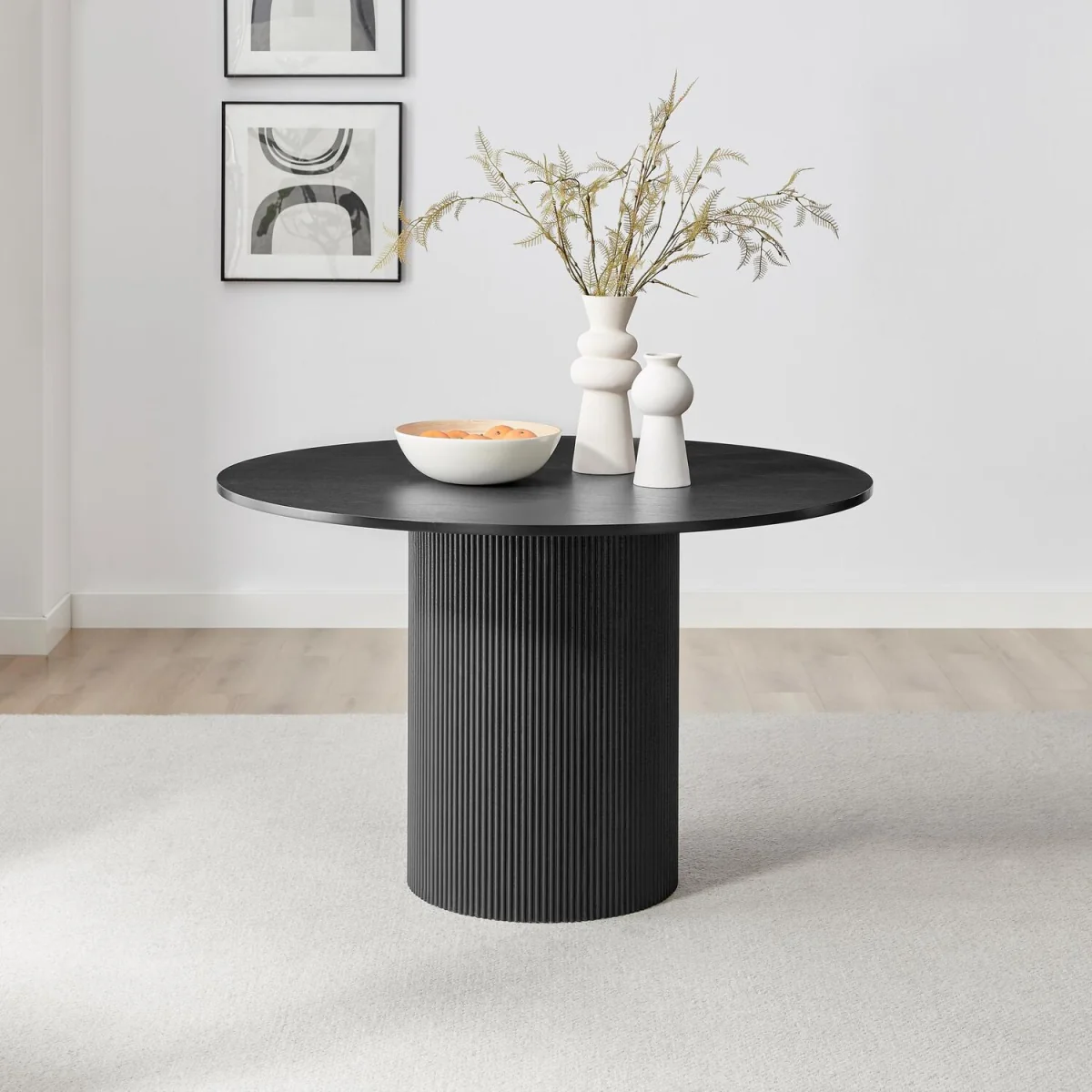 Penrose Round Black Wood Dining Table 4 Nella Chairs - Dusky Pink – image 3