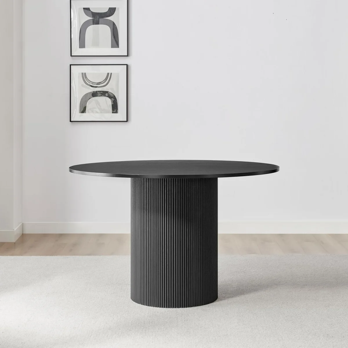 Penrose Round Black Wood Dining Table 4 Nella Chairs - Dusky Pink – image 4