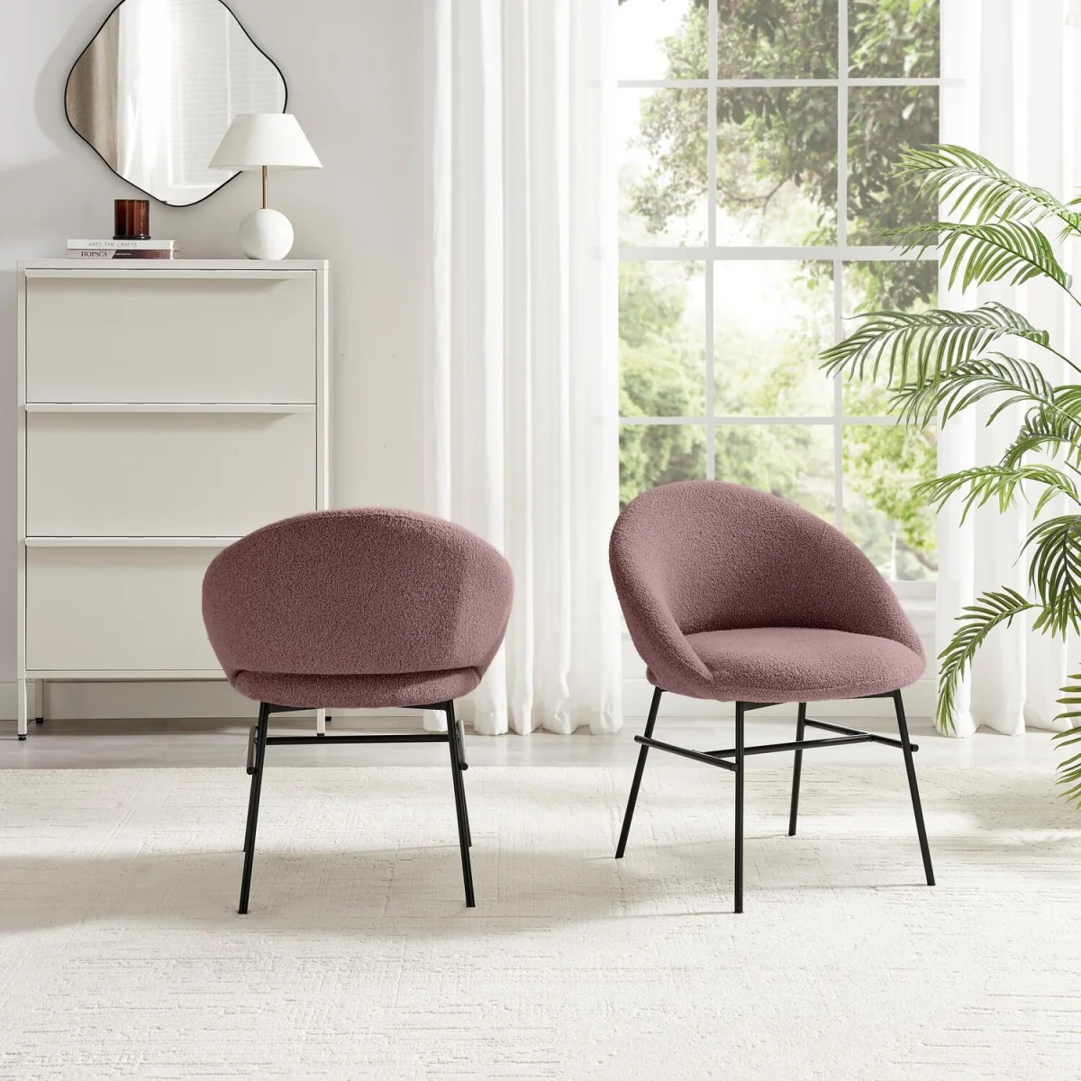 Penrose Round Black Wood Dining Table 4 Nella Chairs - Dusky Pink – image 10
