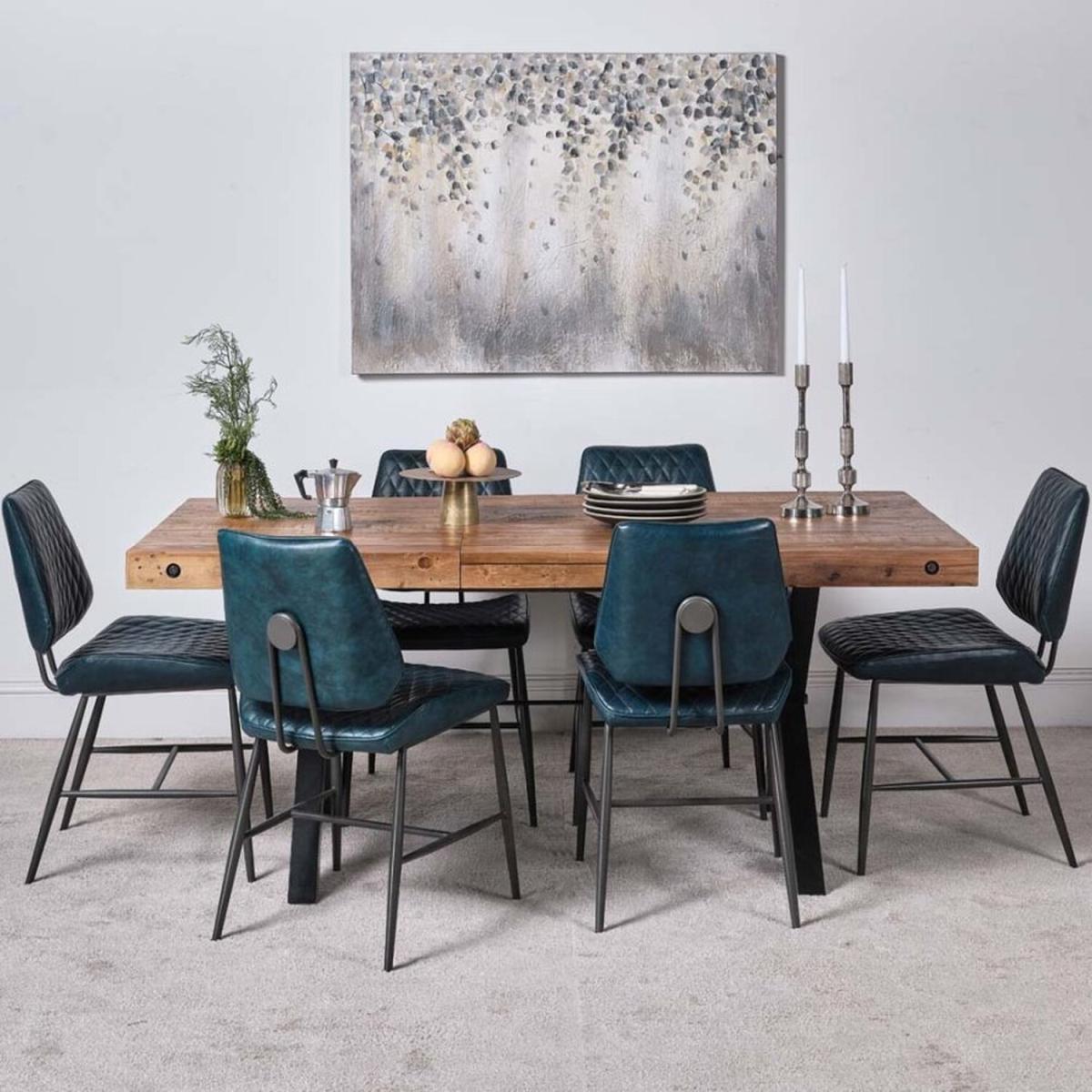 Urban 140-180cm Dining Table 6 Digby Dining Chairs - Blue