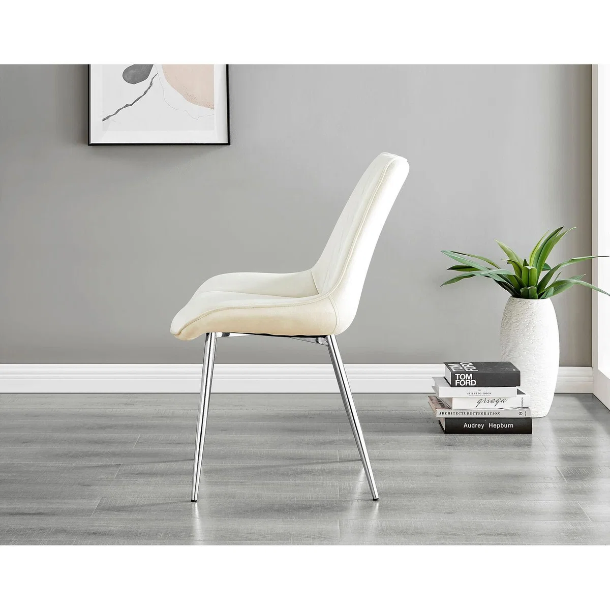 Kylo White Marble Effect Dining Table and 4 Pesaro Silver Leg Chairs - Navy – image 18