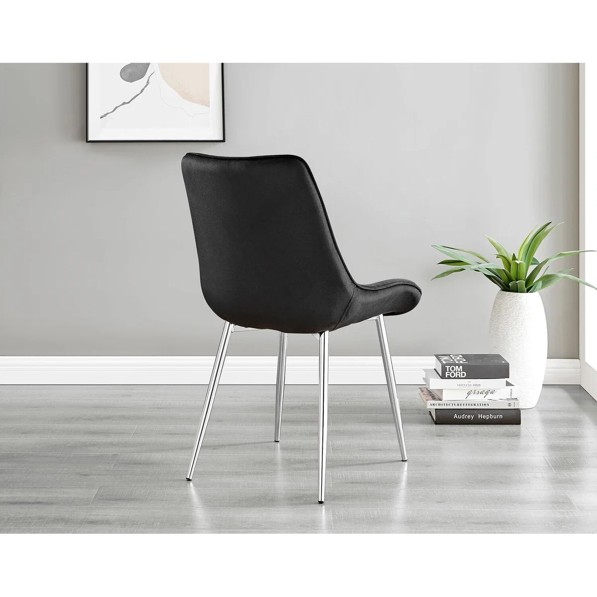 Kylo White Marble Effect Dining Table and 4 Pesaro Silver Leg Chairs - Navy – image 7