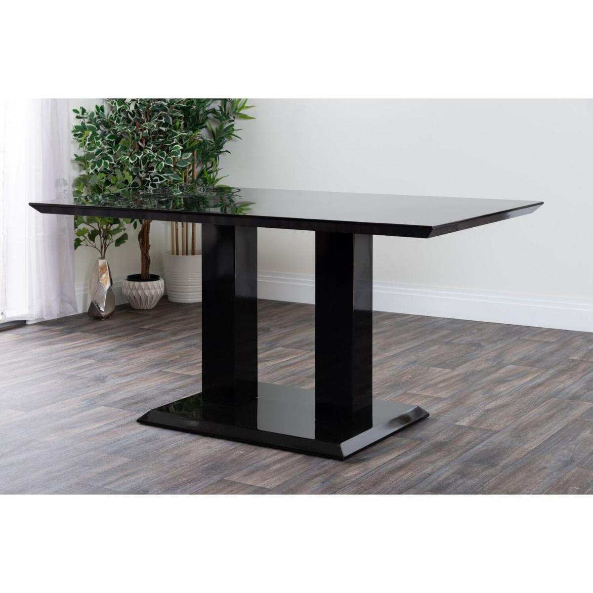 Imperia Black High Gloss Dining Table and 6 Luxury Andora Dining Chairs Set - White – image 4