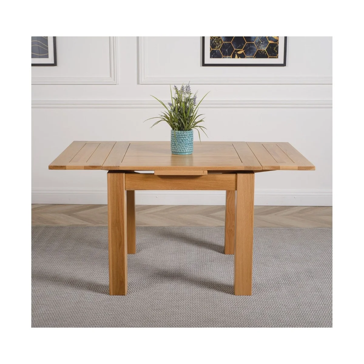 Richmond 90-150cm Oak Extending Dining Table and 6 Berkeley Leather Chairs - Brown – image 7