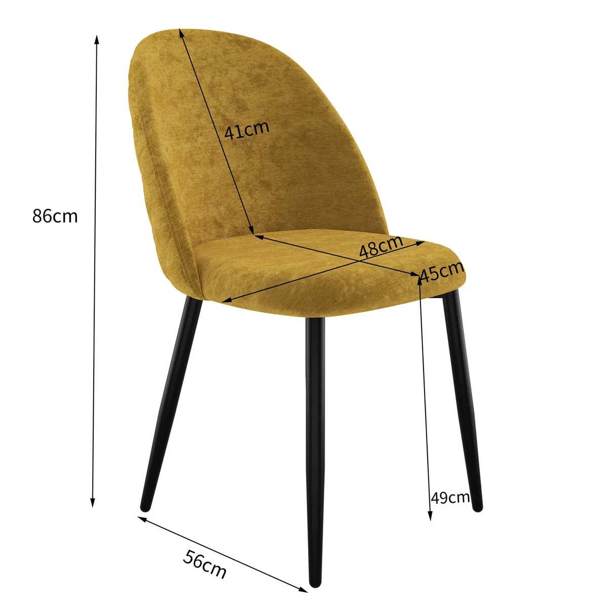 Etta Glass Top Rectangle Dining Table and 4 Raye Velvet Chairs - Grey - Mustard – image 8