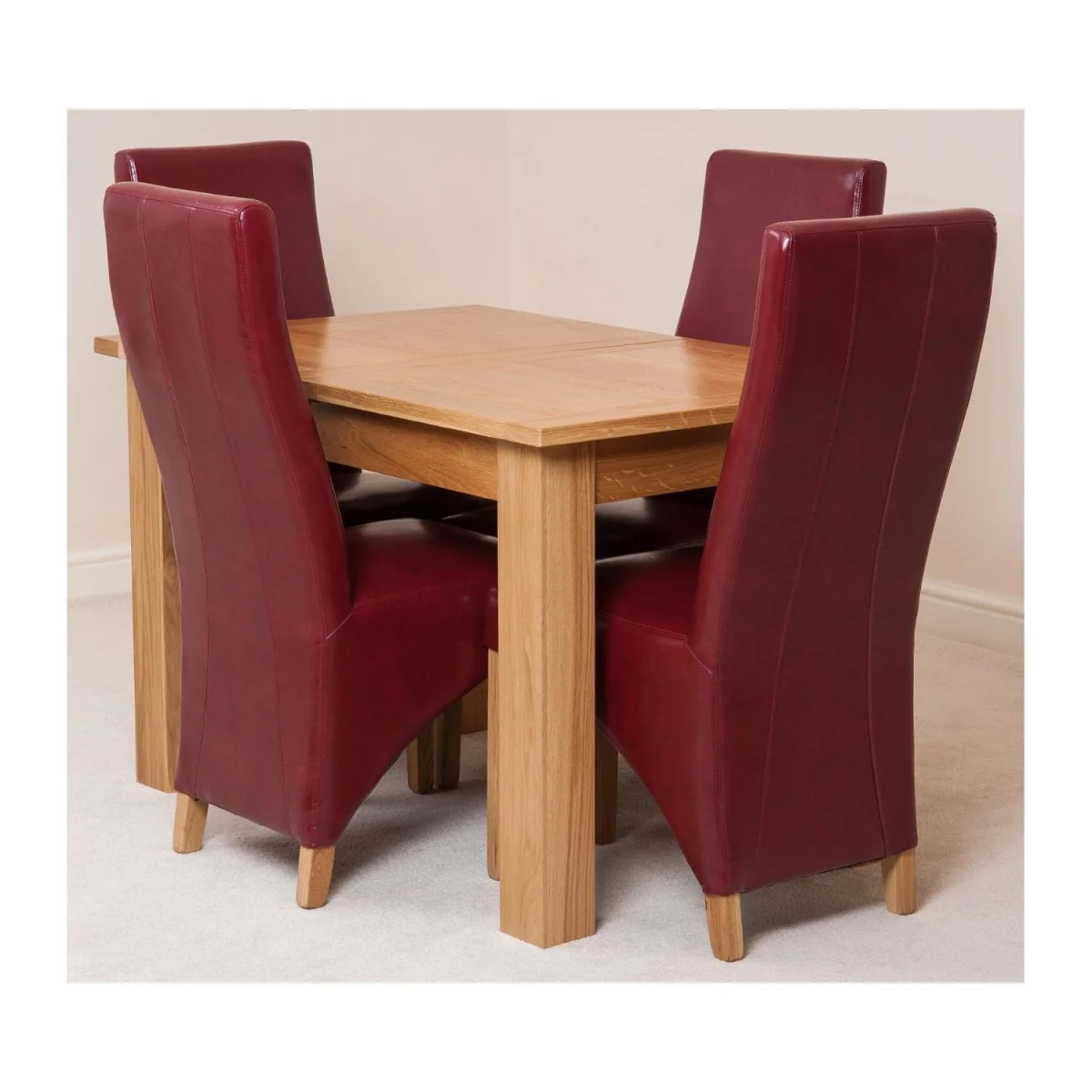 Hampton 120-160cm Oak Extending Dining Table and 4 Lola Leather Chairs - Black – image 17