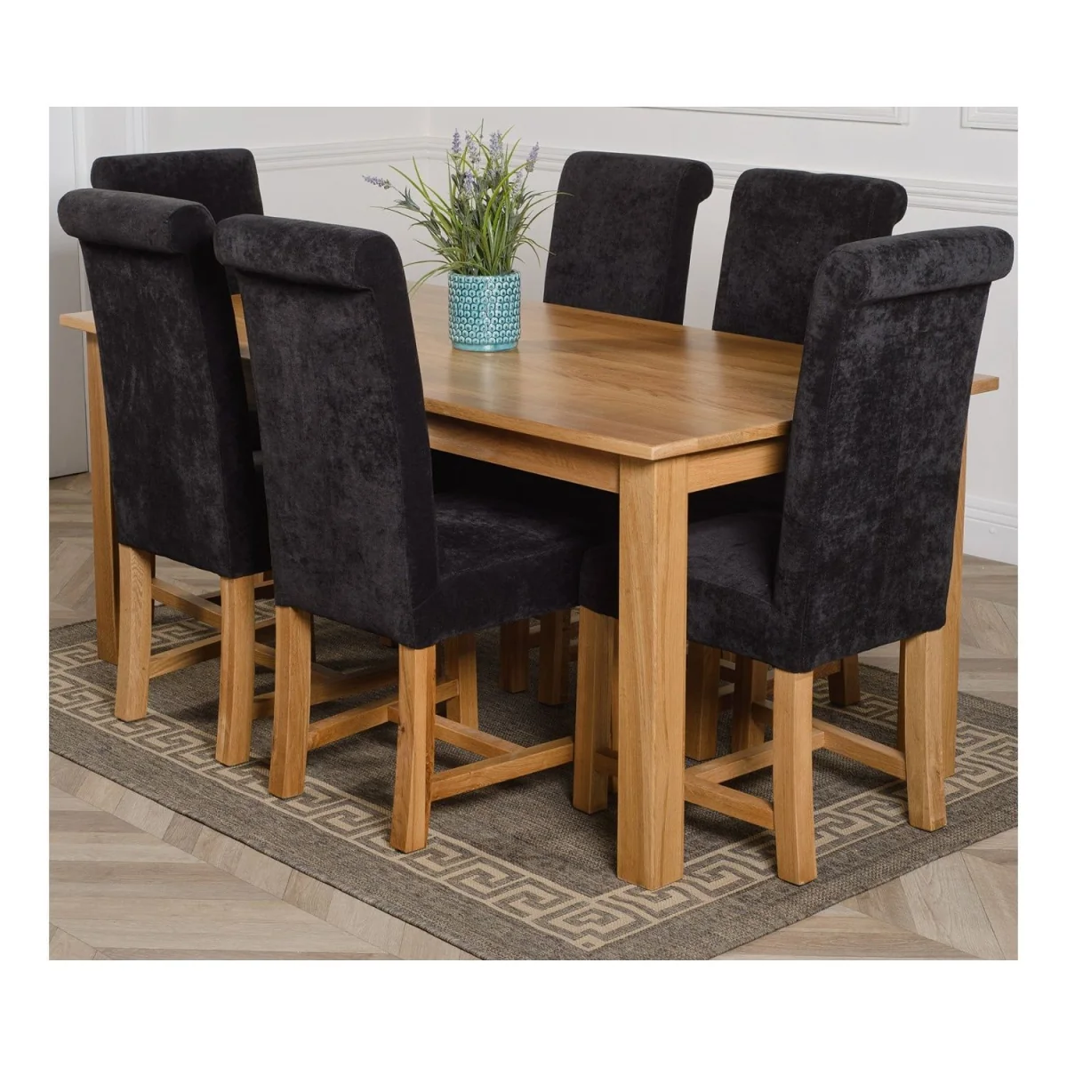 Oslo 180 x 90 cm Large Oak Dining Table and 6 Washington Fabric Chairs - Beige – image 11