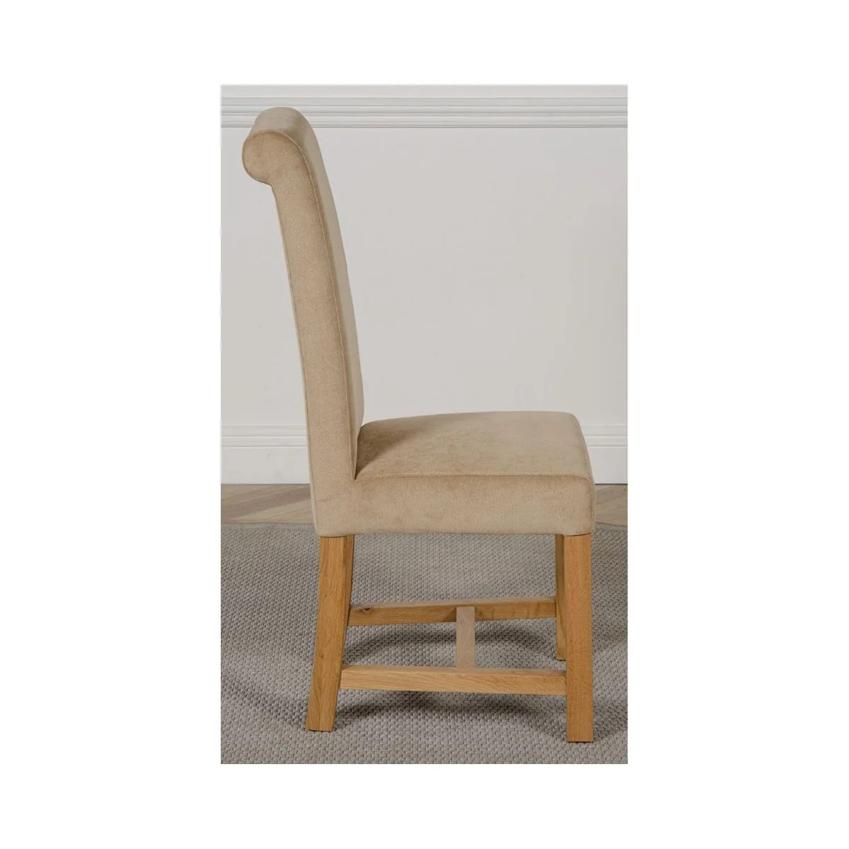 Oslo 180 x 90 cm Large Oak Dining Table and 6 Washington Fabric Chairs - Beige – image 16