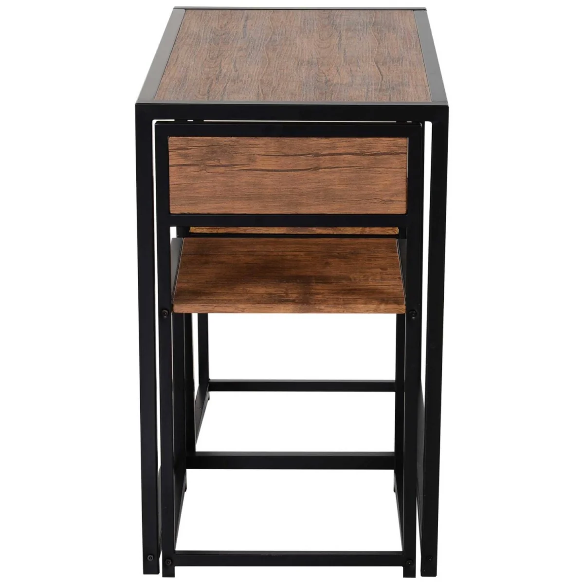 Lottopa Metal and Wooden Compact Dining Table and 2-Chair Set - Natural, Black – image 8