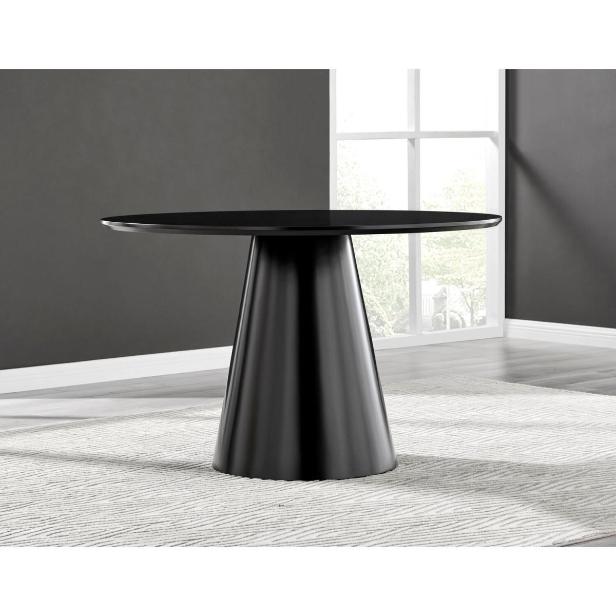 Palma Black Semi Gloss Round Dining Table and 4 Corona Gold Leg Chairs - White – image 14