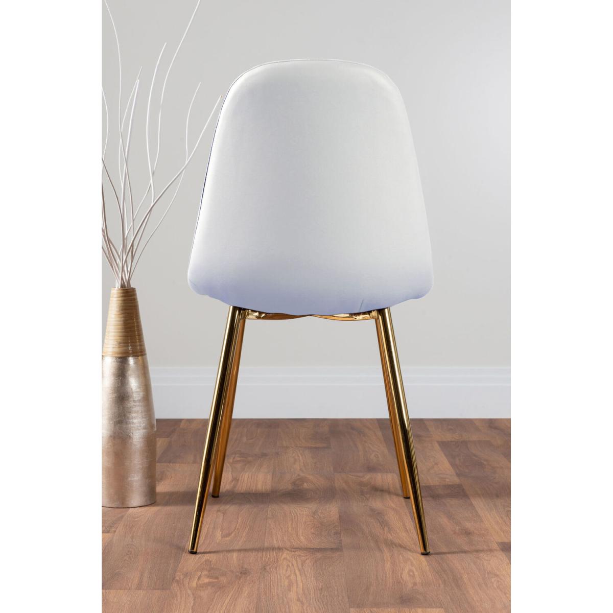 Palma Black Semi Gloss Round Dining Table and 4 Corona Gold Leg Chairs - White – image 5