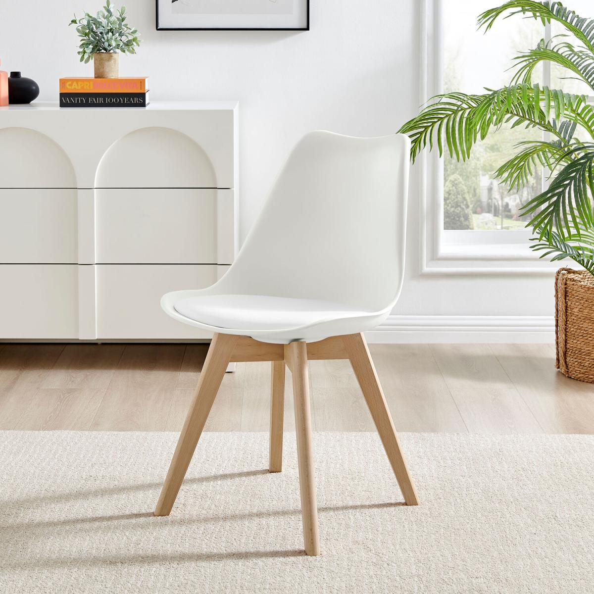 Malmo Glass and Wooden Leg Dining Table 4 Stockholm Wooden Leg Chairs - White – image 2