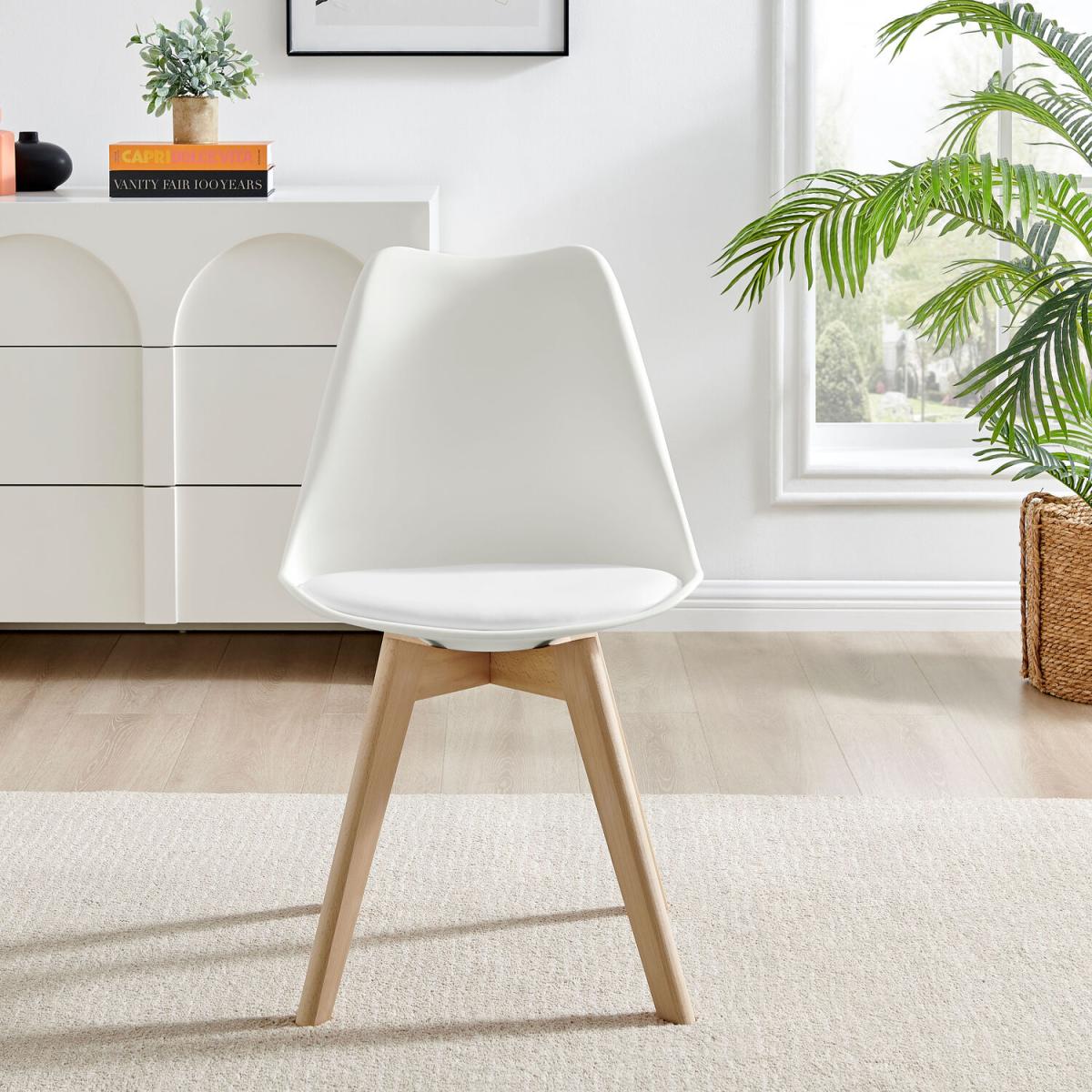 Malmo Glass and Wooden Leg Dining Table 4 Stockholm Wooden Leg Chairs - White – image 3