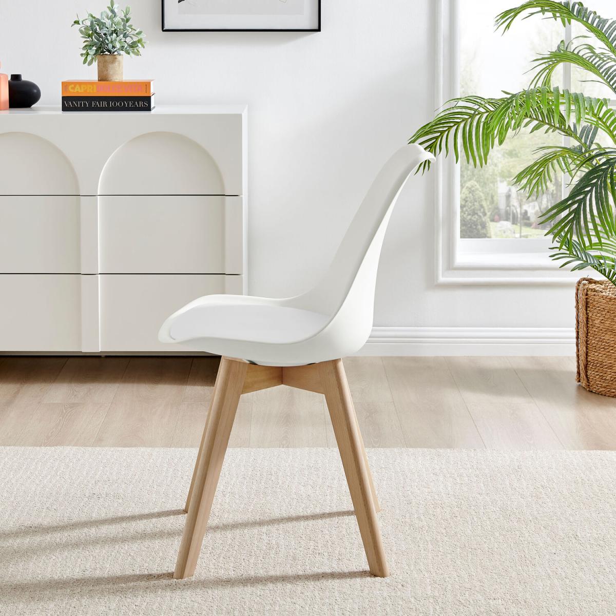 Malmo Glass and Wooden Leg Dining Table 4 Stockholm Wooden Leg Chairs - White – image 4