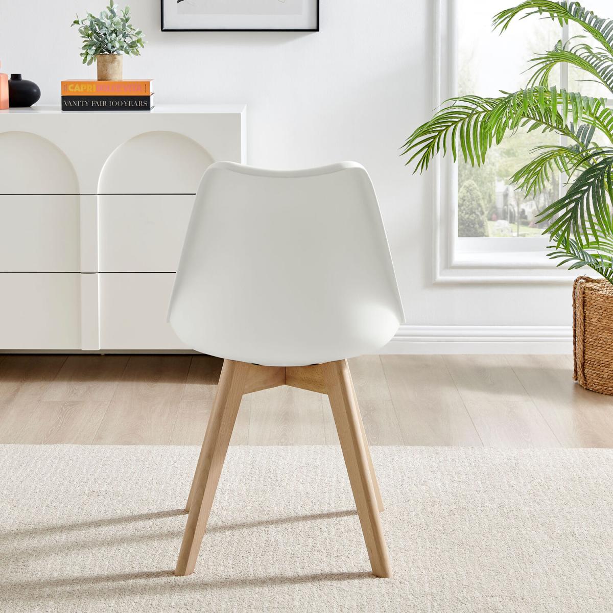 Malmo Glass and Wooden Leg Dining Table 4 Stockholm Wooden Leg Chairs - White – image 5