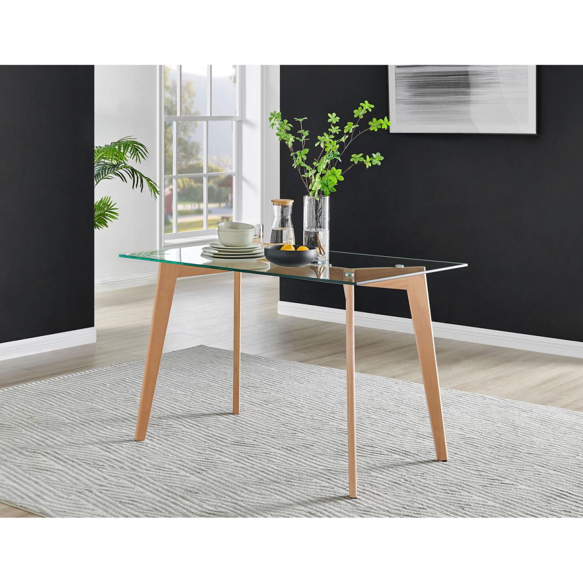 Malmo Glass and Wooden Leg Dining Table 4 Stockholm Wooden Leg Chairs - White – image 6