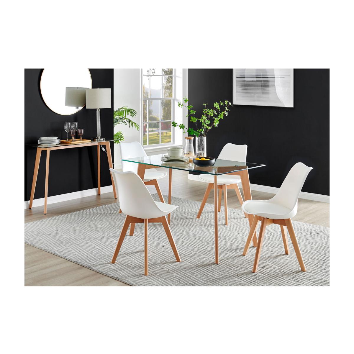 Malmo Glass and Wooden Leg Dining Table 4 Stockholm Wooden Leg Chairs - White – image 1