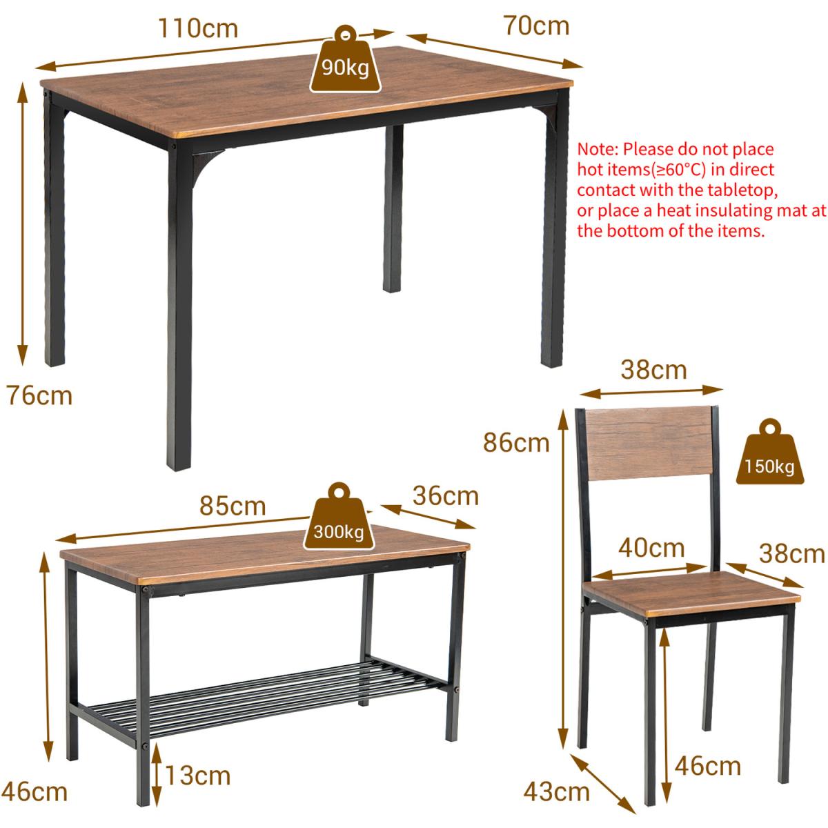 Costway Industrial Gathering Table Set-Brown - Brown – image 2