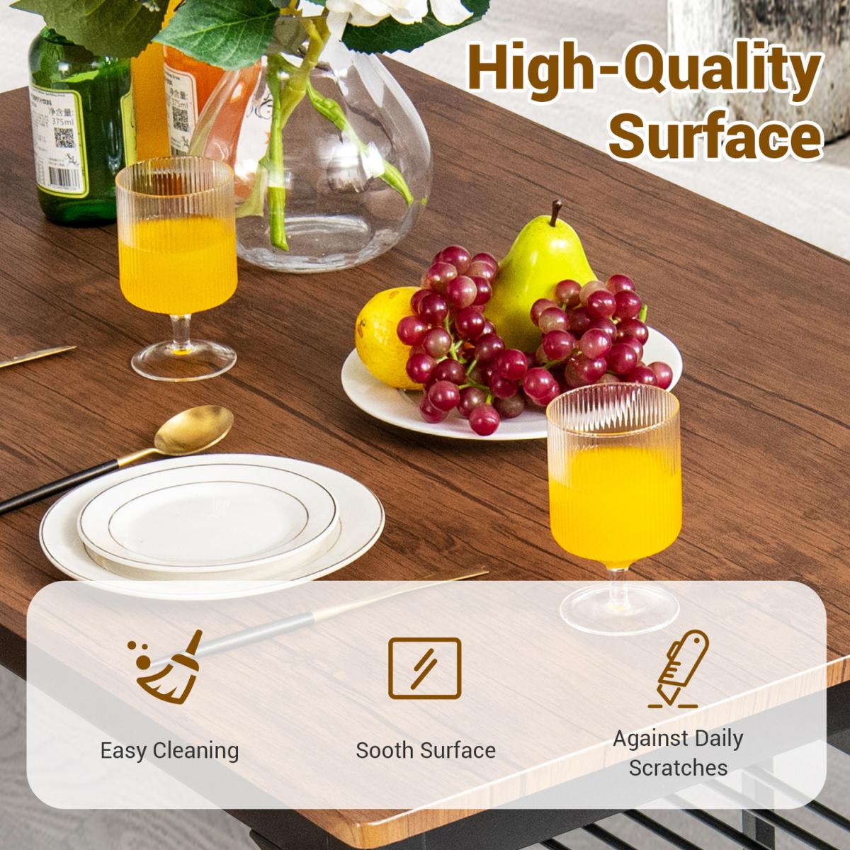 Costway Industrial Gathering Table Set-Brown - Brown – image 4