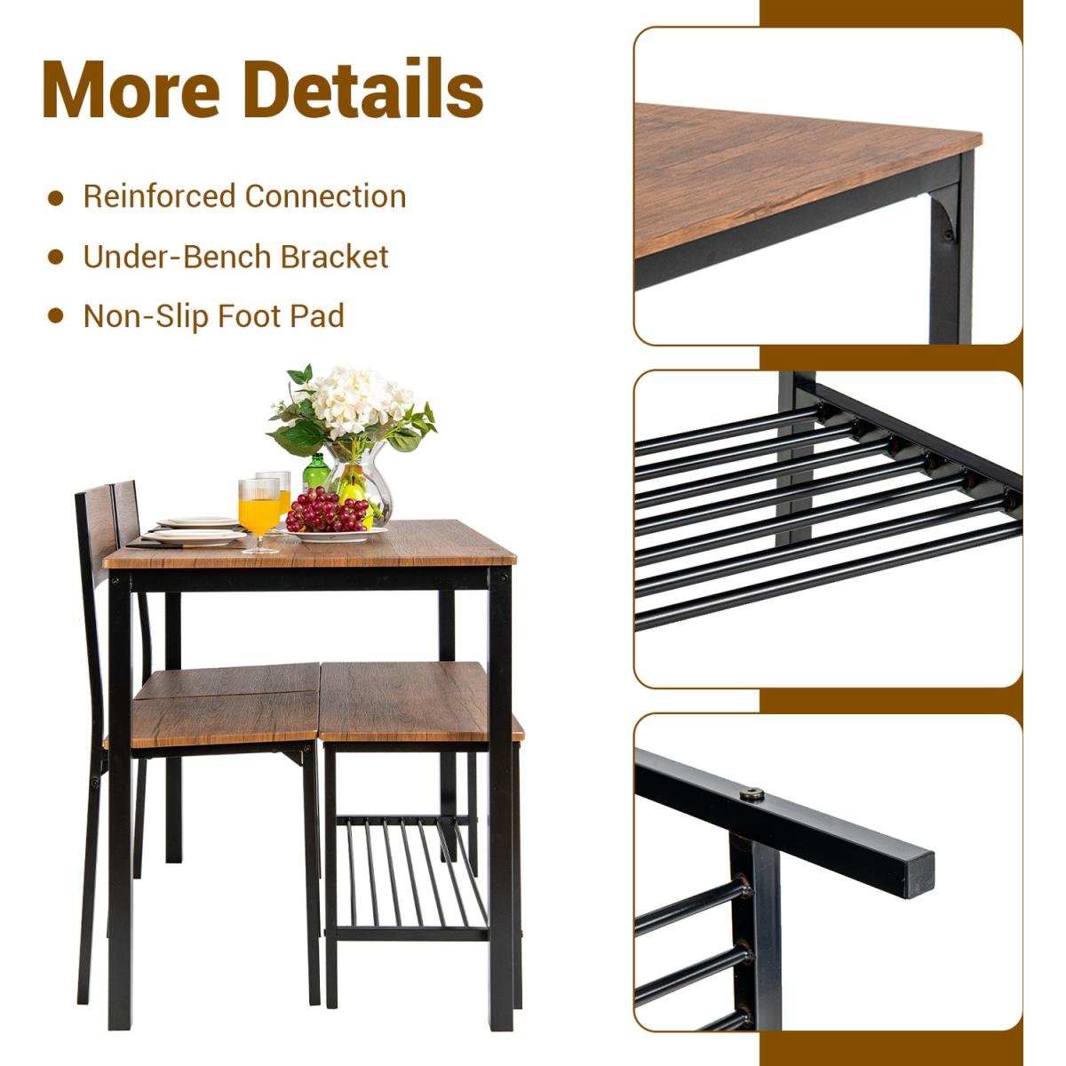 Costway Industrial Gathering Table Set-Brown - Brown – image 6
