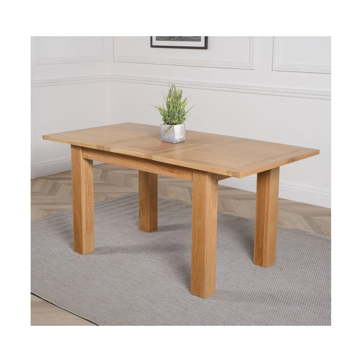 Hampton 120-160cm Oak Extending Dining Table and 6 Stanford Chairs - Brown – image 5