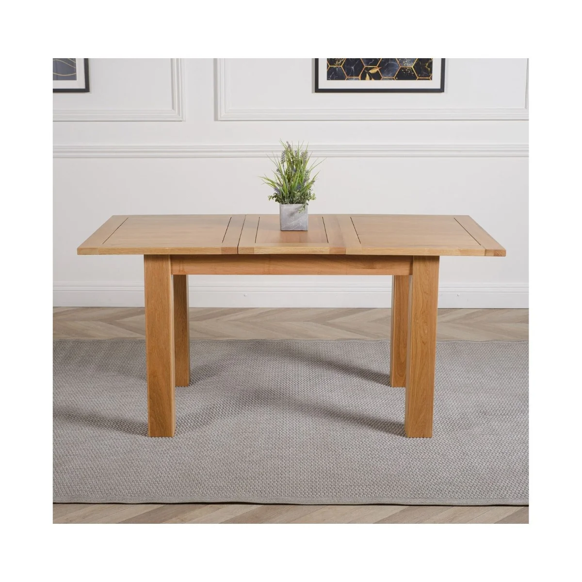 Hampton 120-160cm Oak Extending Dining Table and 6 Stanford Chairs - Brown – image 1