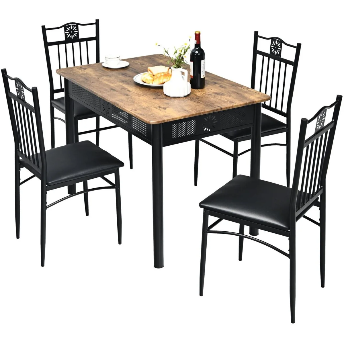 5PCS Dining Table Chair Set - Black – image 2