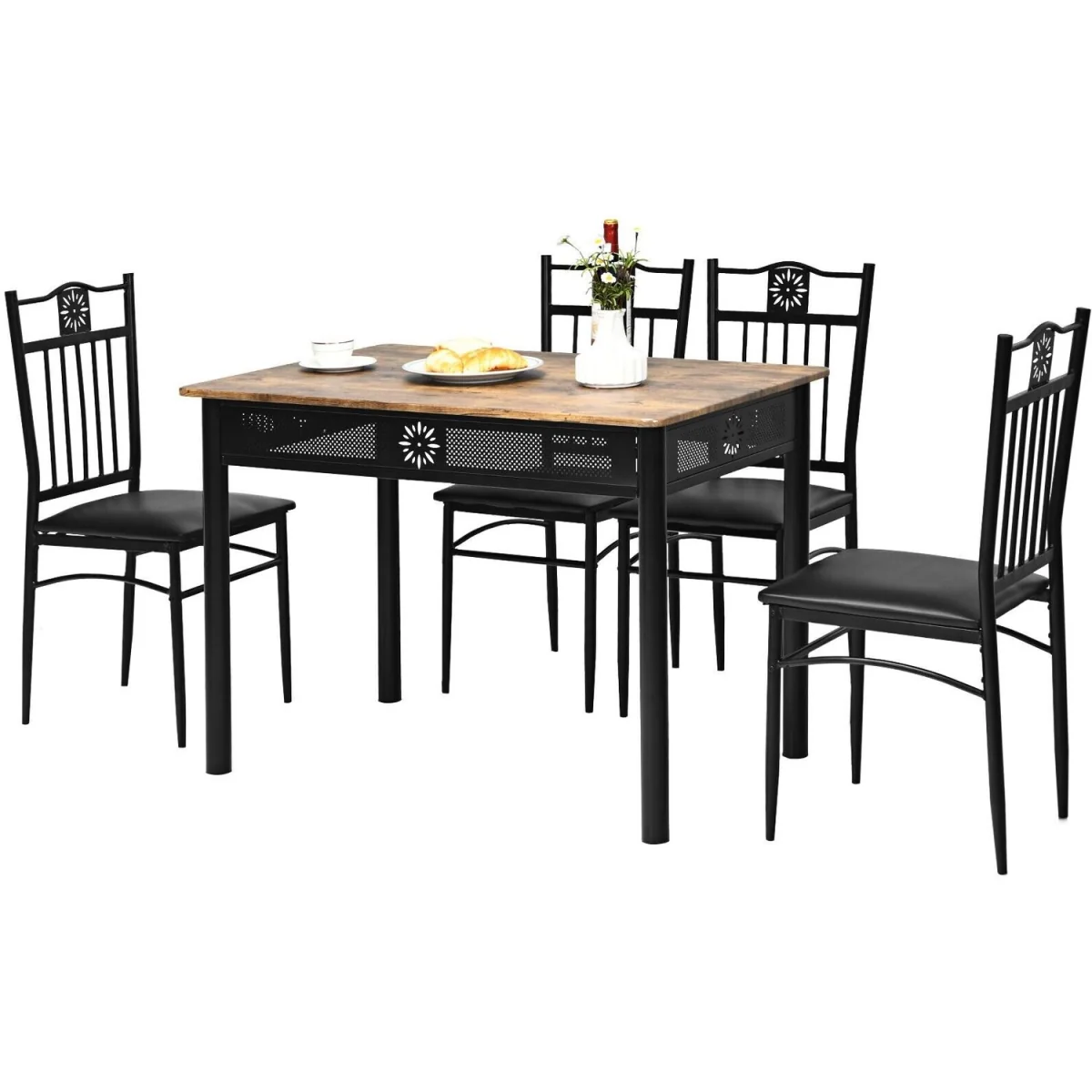 5PCS Dining Table Chair Set - Black – image 3