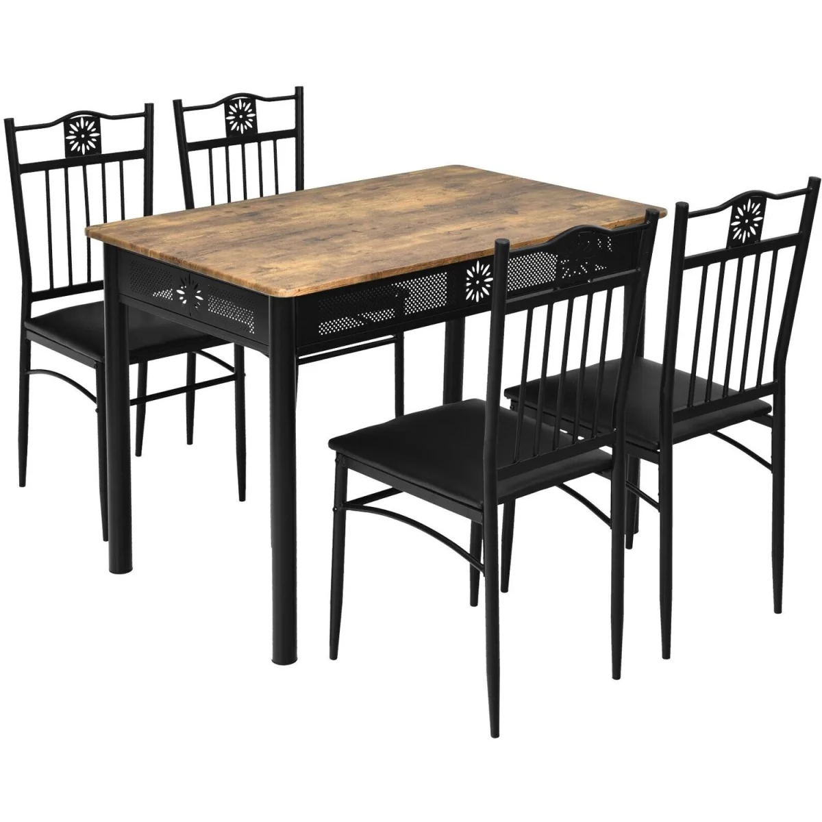 5PCS Dining Table Chair Set - Black – image 4