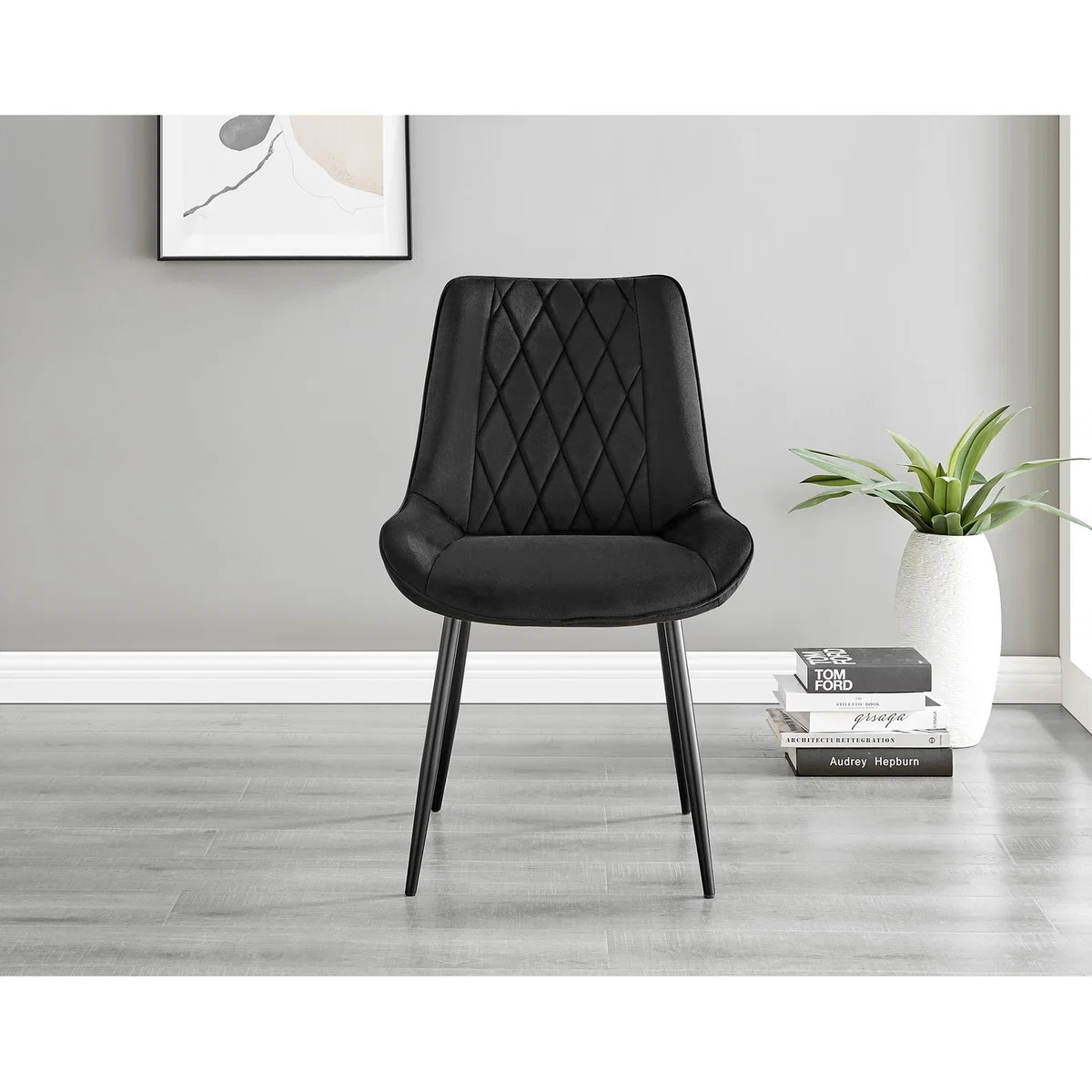 Kylo Brown Wood Effect Dining Table 6 Pesaro Black Leg Chairs - Blue – image 32