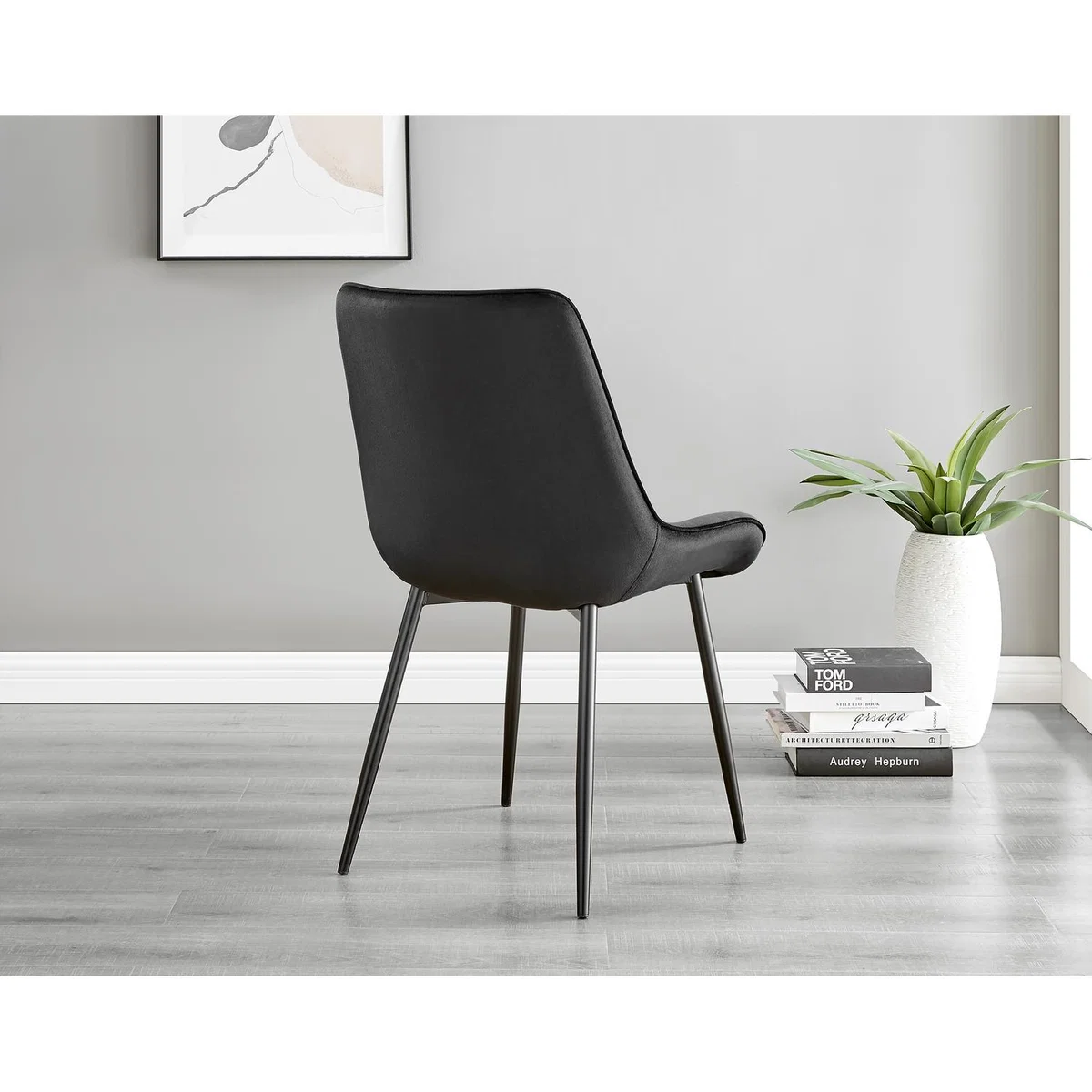 Kylo Brown Wood Effect Dining Table 6 Pesaro Black Leg Chairs - Blue – image 33