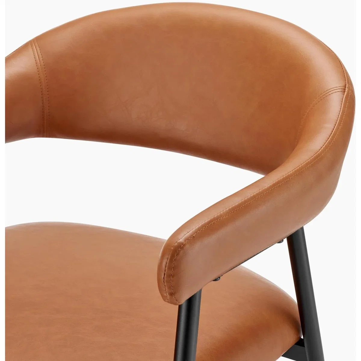 Adley Round Grey Concrete Effect Dining Table 4 Faux Leather Delos Chairs - Tan – image 5