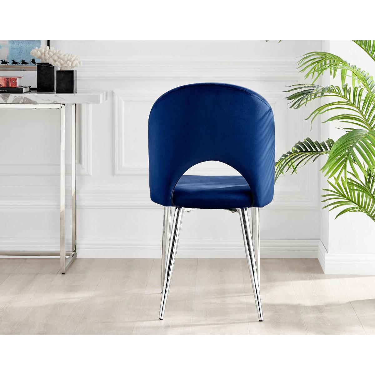 Palma Black High Gloss Round Dining Table and 4 Arlon Silver Leg Chairs - Black – image 17