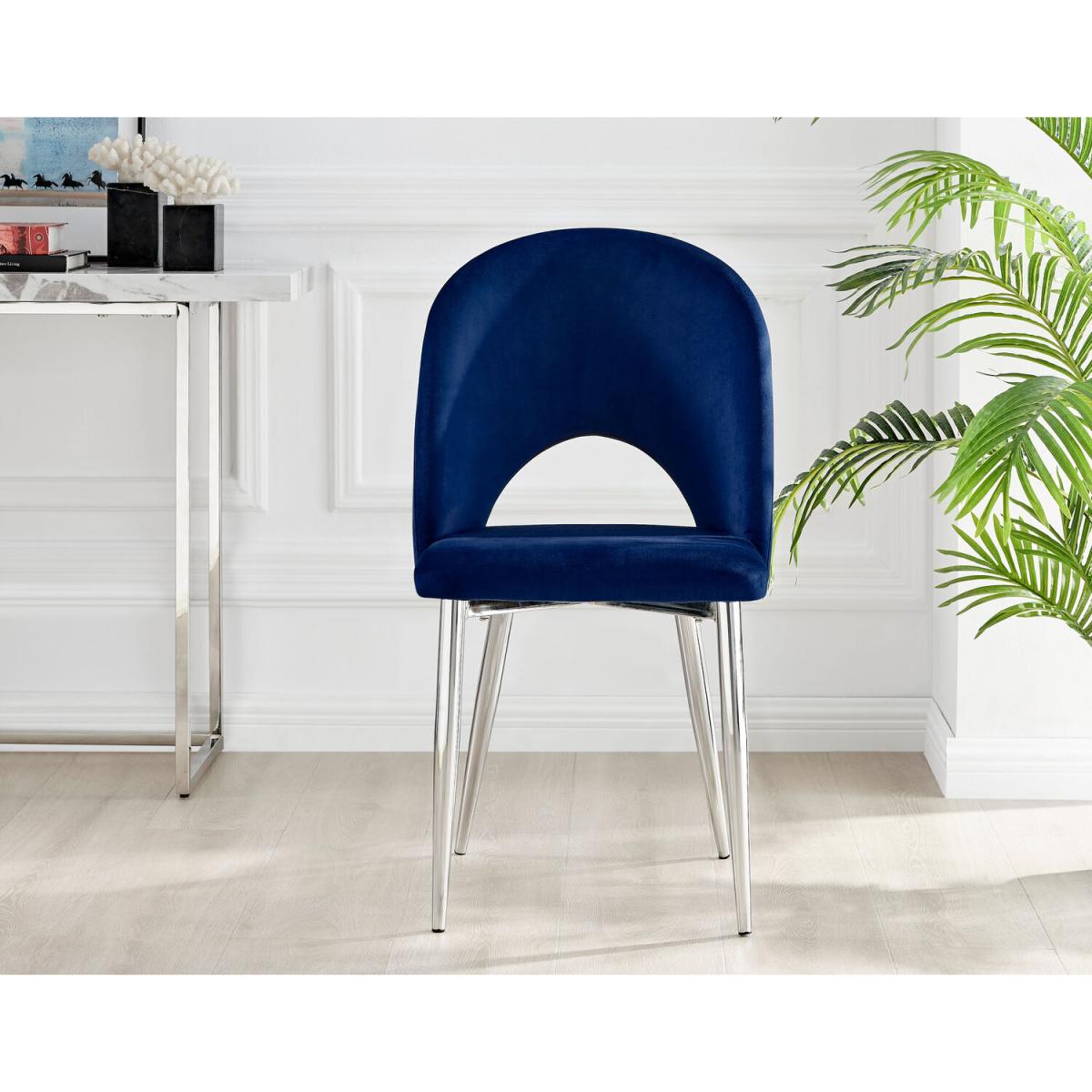 Palma Black High Gloss Round Dining Table and 4 Arlon Silver Leg Chairs - Black – image 18