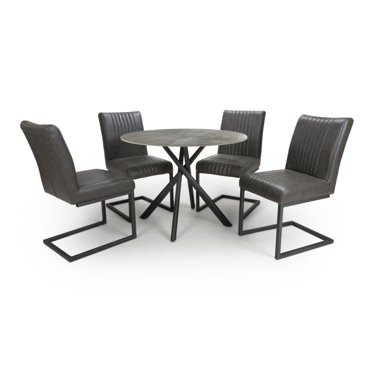 Avesta Table and 4 Archer Grey Dining Chairs - Grey – image 5