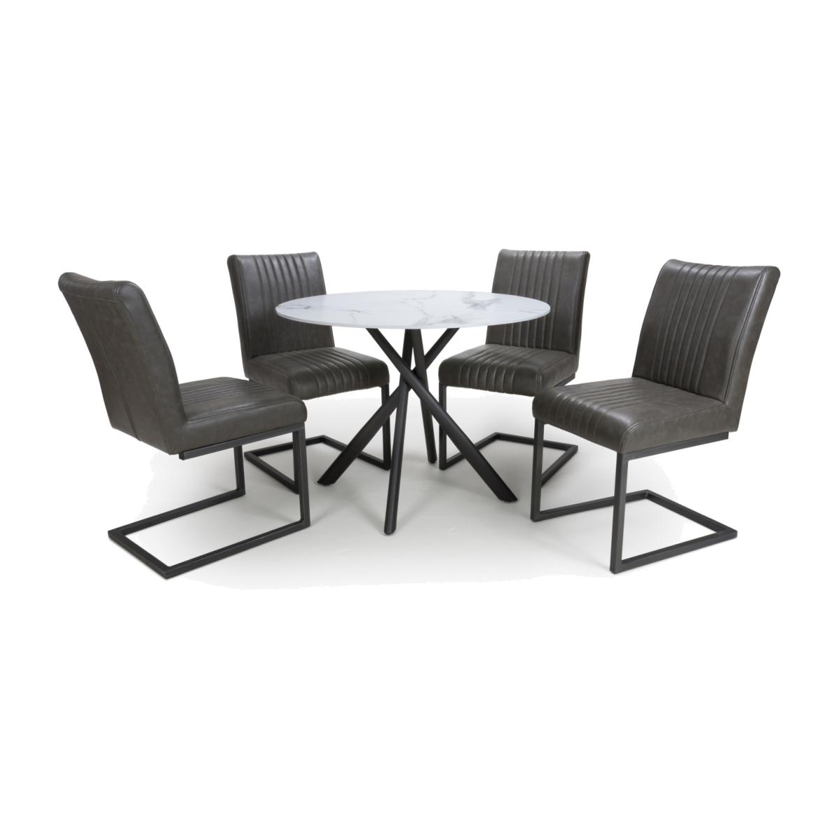 Avesta Table and 4 Archer Grey Dining Chairs - Grey – image 1