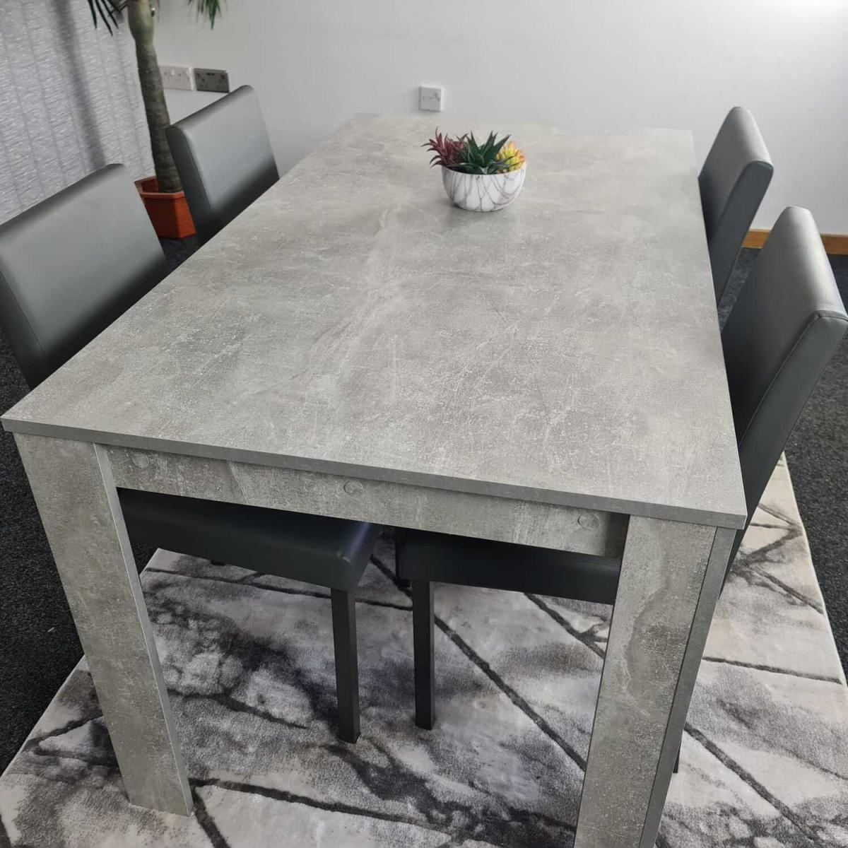 Stone Grey Wood Dining Table and 4 Chairs Set - Grey – image 3