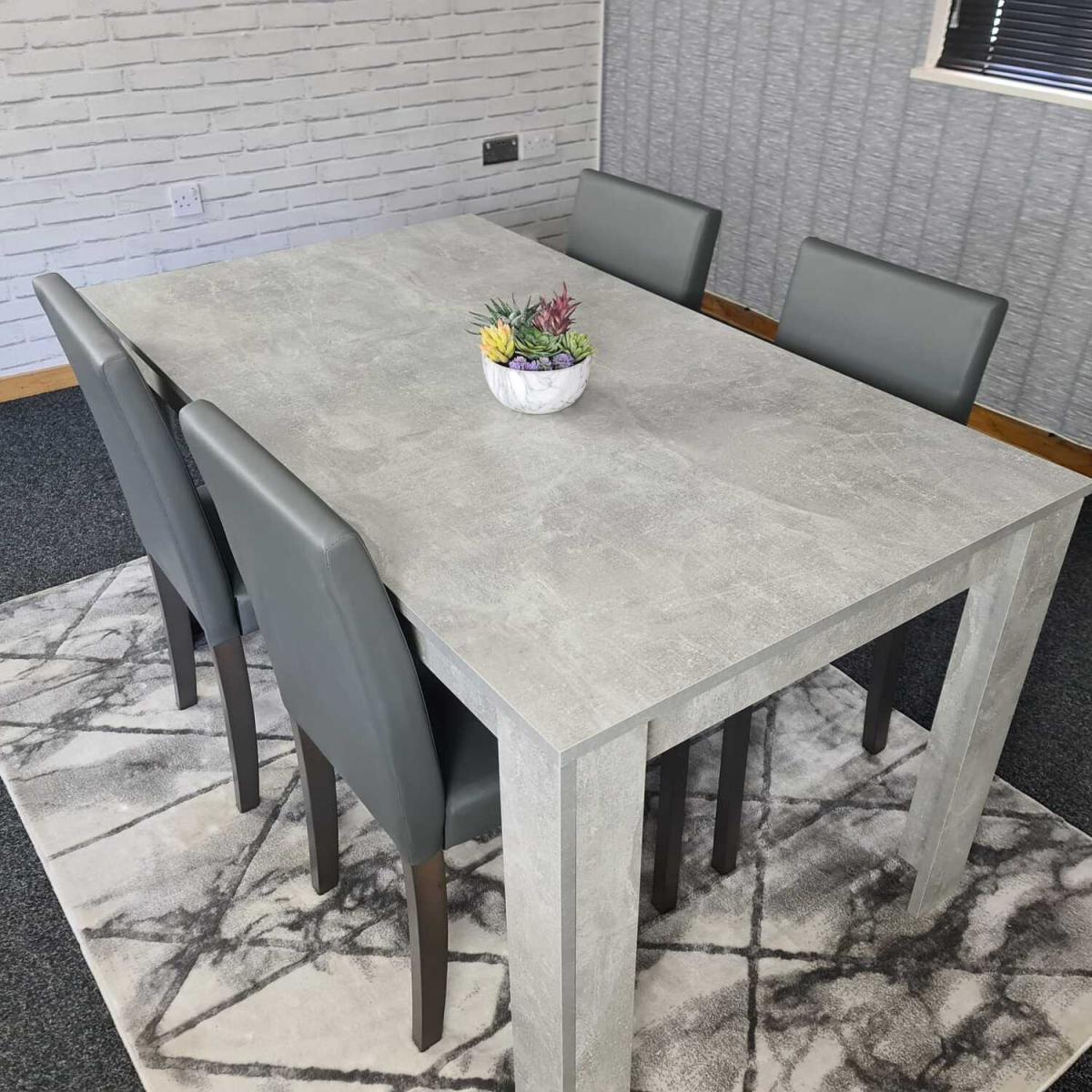 Stone Grey Wood Dining Table and 4 Chairs Set - Grey – image 6