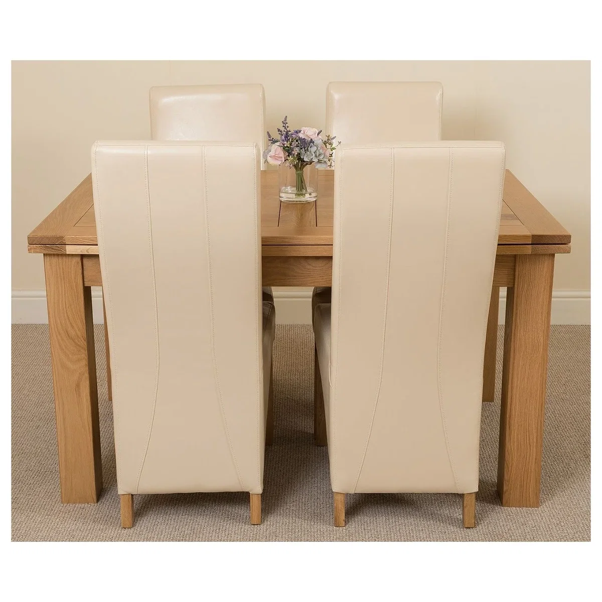Richmond 140-220cm Oak Extending Dining Table and 4 Lola Leather Chairs - Red – image 12