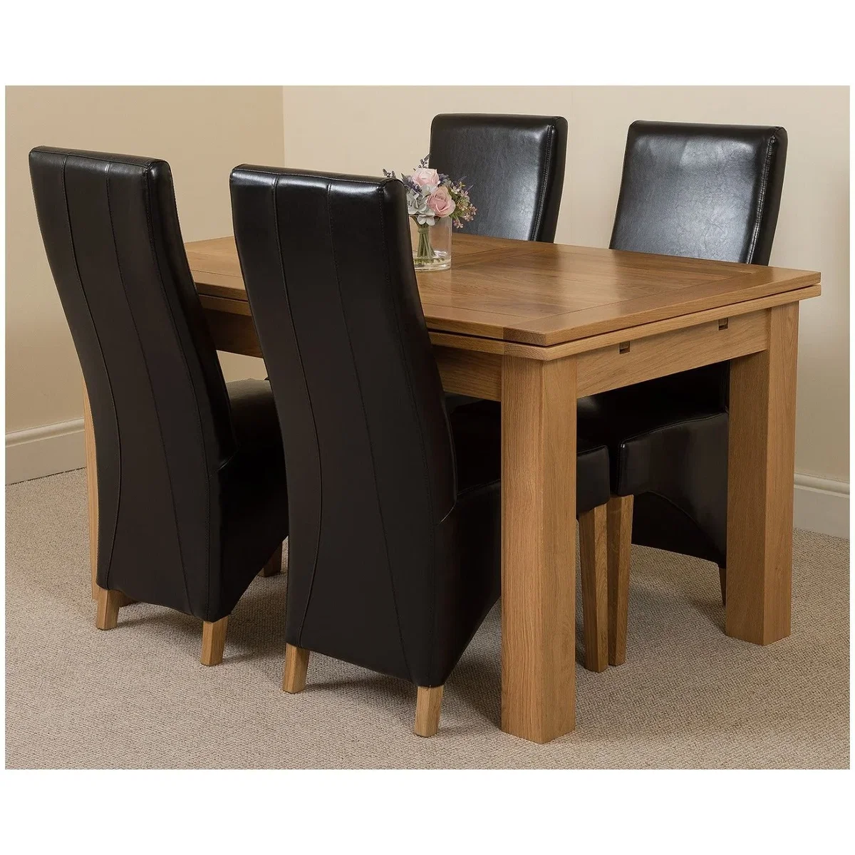 Richmond 140-220cm Oak Extending Dining Table and 4 Lola Leather Chairs - Red – image 24