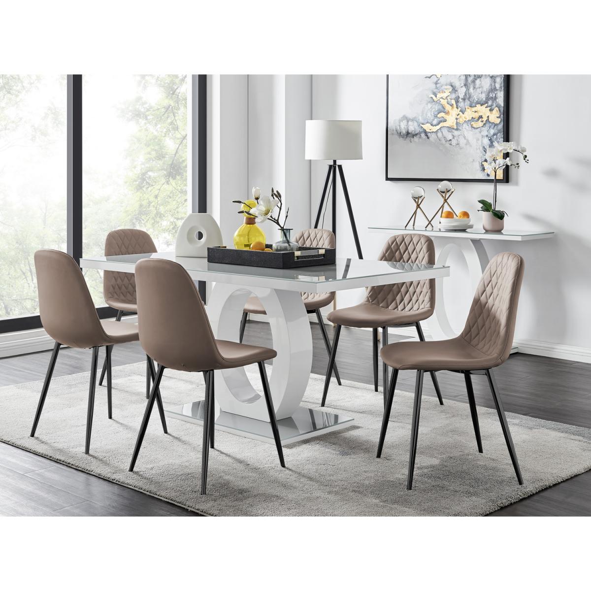 Giovani 6 Grey Table with 6 Corona Black Leg Chairs - Yellow – image 10