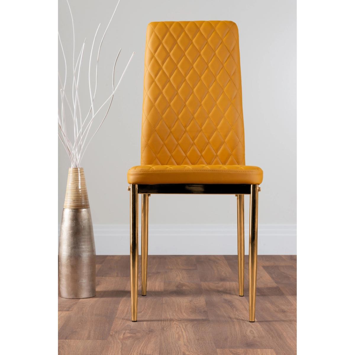 Novara 100cm Round Dining Table and 4 Gold Leg Milan Chairs - Yellow – image 8