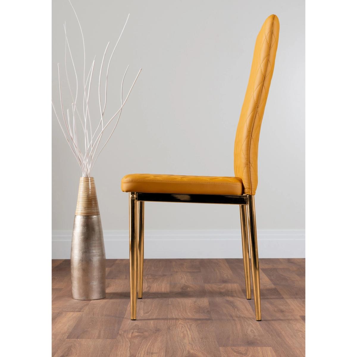 Novara 100cm Round Dining Table and 4 Gold Leg Milan Chairs - Yellow – image 9