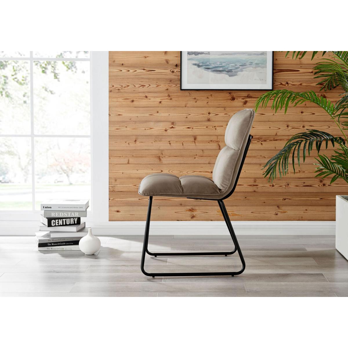 Adley White High Gloss Storage Dining Table and 4 Menen Chairs - Taupe – image 3